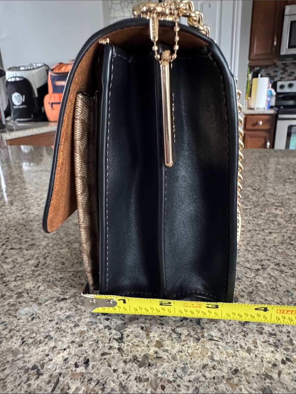 Coach Black Leather & Tan Signature Canvas Shoulder Bag with Gold Hardware - Picture 15 of 17